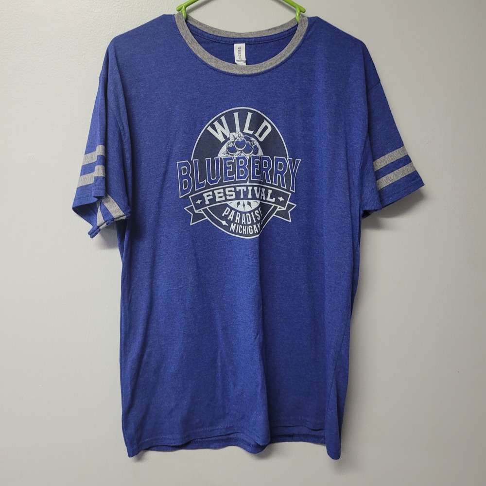 Wild Blueberry Festival Paradise Michigan Graphic T Shirt Blue Mens Size L